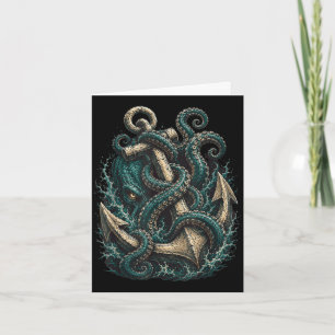 Cartão âncora Kraken monstro marinho tentáculos