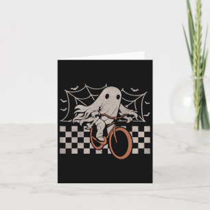 Cartão Andando na Bicicleta Fantasma de Halloween Ghoul B