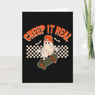 Cartão Andar De Skate Fantasma Ts Retro Halloween Creep I