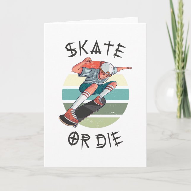 Cartão Andar de skate ou morrer Skateboarder Boy (Frente)