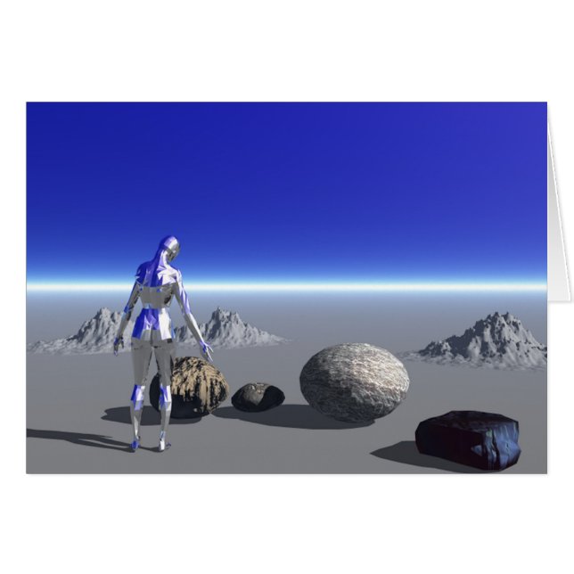 Cartão Androide no Planeta Azul (Frente Horizontal)