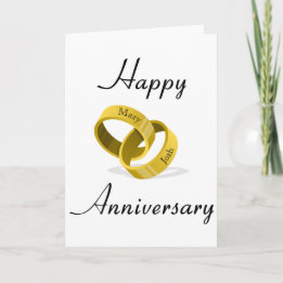 Cartão Anéis de Casamento Intercalado - Nomes personaliza