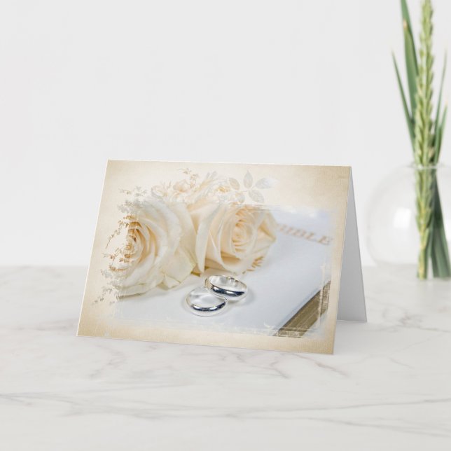 Cartão Anéis de Casamento na Bíblia (Frente)