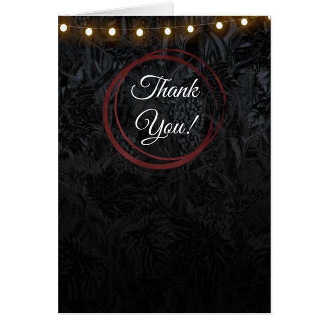 Cartão Anéis de Vinho Tinto Preto Chic Moderno Classe Agr (Frente)