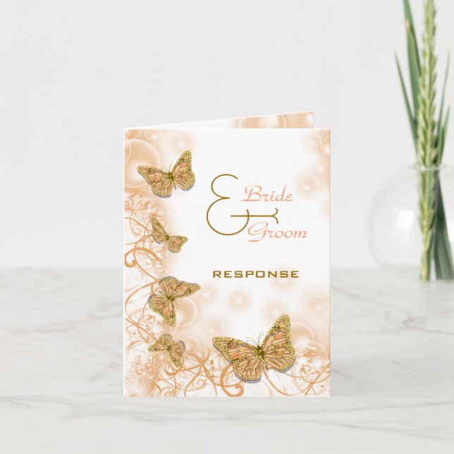 Cartão Anel de noivado de casamento ouro coral aniversári (Frente)