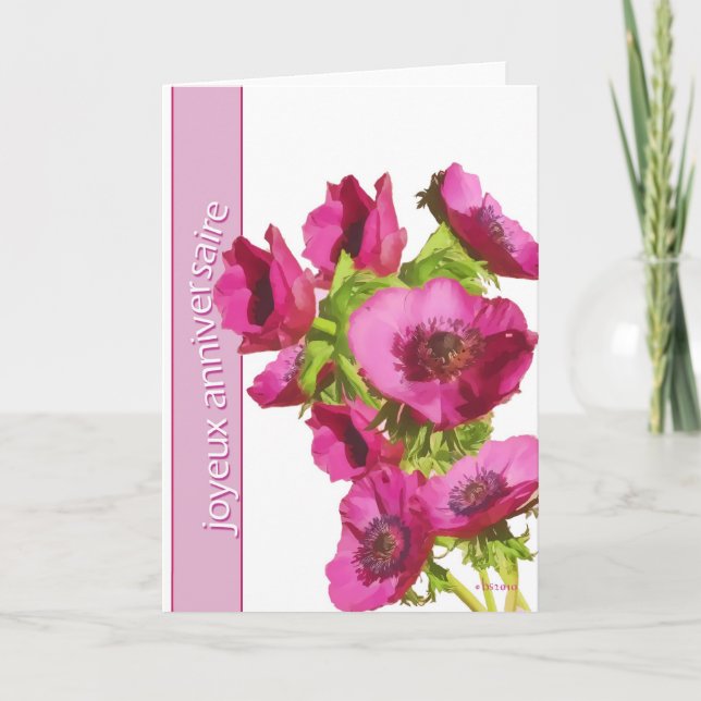 Cartão anemon do anniversaire do joyeux (feliz (Frente)
