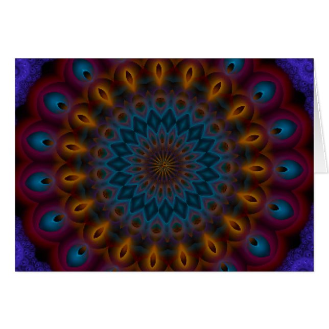 Cartão Anemone Kaleidoscope Mandala (Frente horizontal)