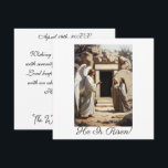 Cartão  Angel Announce The Resurrection   Greetings<br><div class="desc">Angel is announcing women the Resurrection. 
They all stand in front of the tomb,  in a soft,  gentle light. 
Above is the text "He Is Risen"
Generative content image,  customizable religious greetings, </div>
