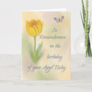 Cartão Angel Baby Birthday Lembrança Watercolor Flower