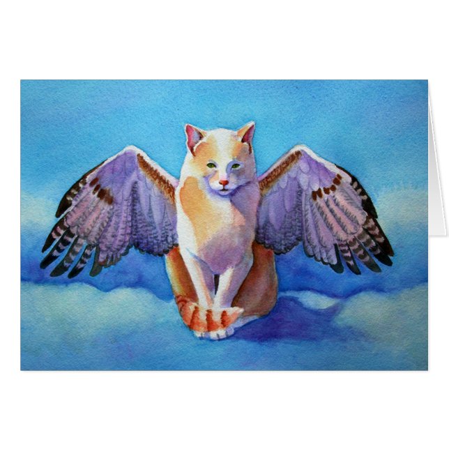 Cartão Angel Cat Red Tail Hawk (Frente Horizontal)