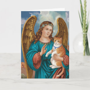 Cartão Angel e Orange Tabby Cat