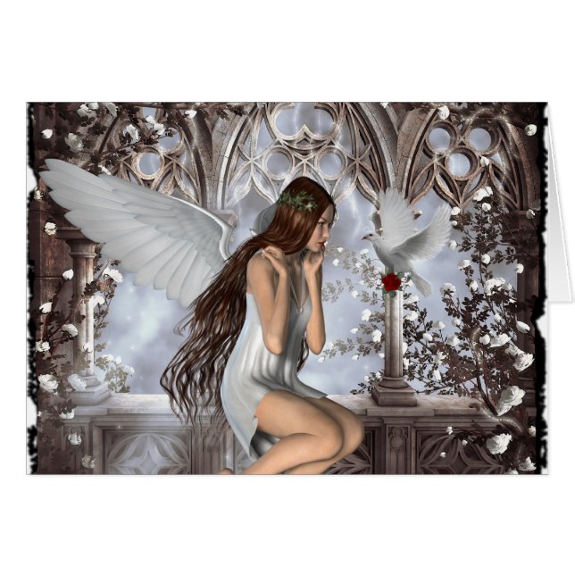 Cartão Angel e sua pomba (Frente Horizontal)