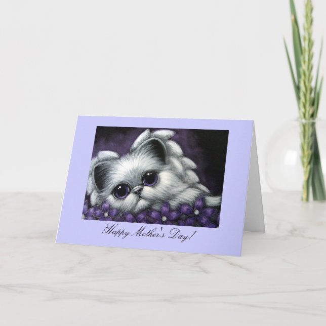 Cartão Angel Kitten Cat - Placa de Dia de as mães (Frente)