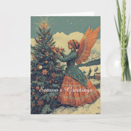 Cartão Angel no Natal do Vestido Vitoriano