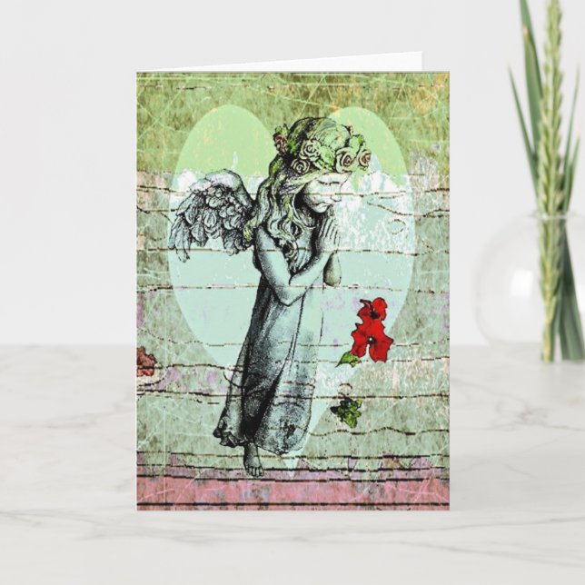 Cartão Angel Praying Greeting Card with Heart (Frente)