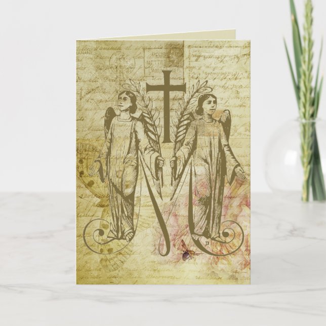 Cartão Angels Bendê Virgem Maria Símbolo Vintage (Frente)