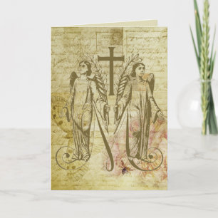 Cartão Angels Bendê Virgem Maria Símbolo Vintage