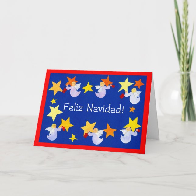 Cartão Angels de Natal, espanhol (Frente)