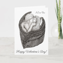 Cartão Angels Kissing, Design preto e branco
