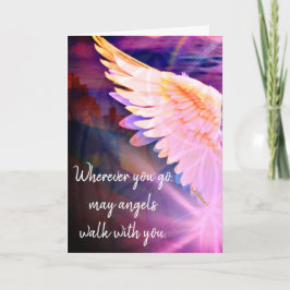 Cartão Angels Walk With You Guardian Angel Pink Wing