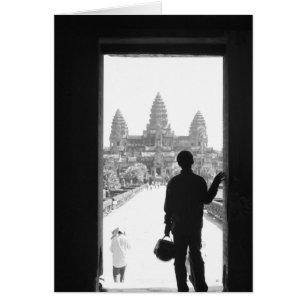 Cartão Angkor Camboja, Porta e Pessoa Angkor Wat