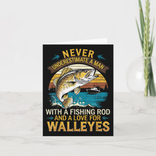 Cartão Anglês Pescador Nunca Subestima Um Homem Walleye