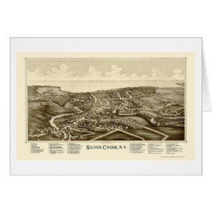 Cartão Angra de prata, mapa panorâmico de NY - 1892
