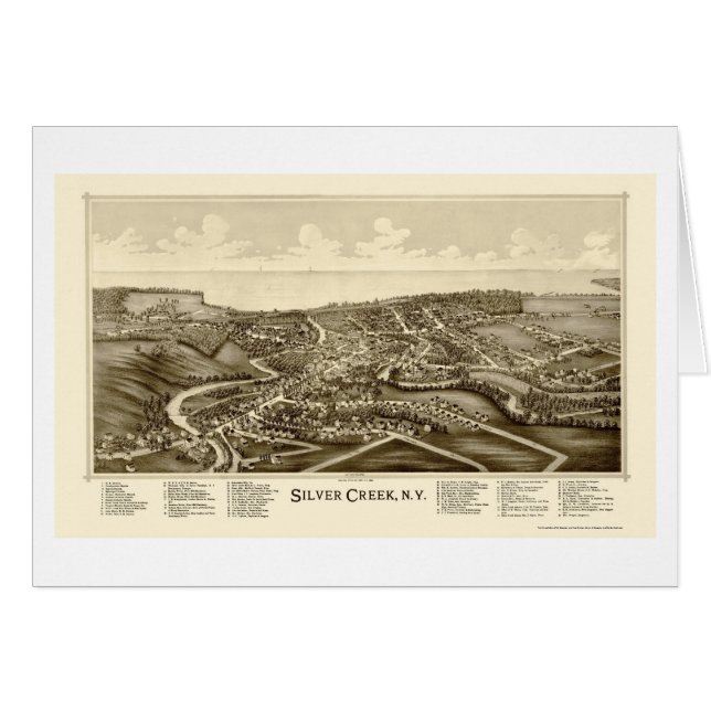 Cartão Angra de prata, mapa panorâmico de NY - 1892 (Frente Horizontal)