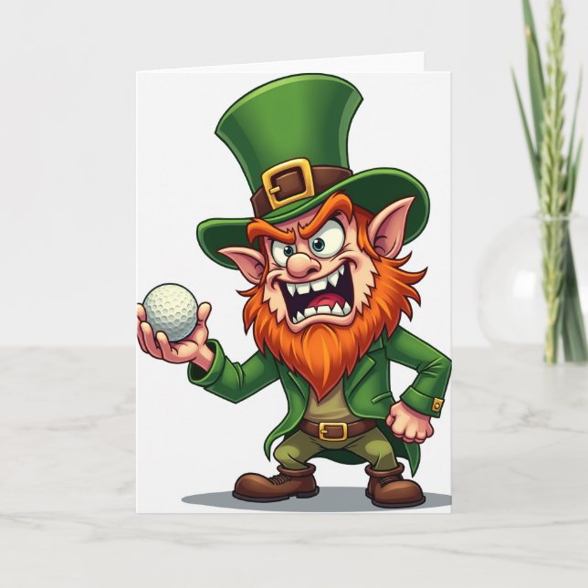 Cartão Angry Leprechaun Golf Joke Card (Frente)