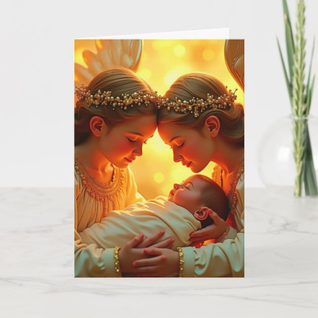 Cartão Ângulos de Natal e Cartaz de Saudação Dobrada por  (Frente)