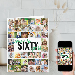 Cartão Anima a 60 anos Colagem de Fotos 60 anos Aniversár
