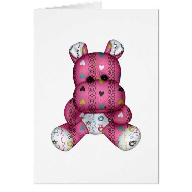 Cartão animação feliz hipopótamo (Frente)