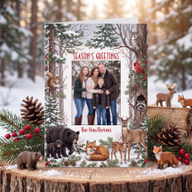 Animais da Floresta Família Foto Saudações de Fim