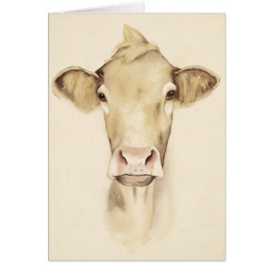 Cartão Animais de Casca de Aquarela Vaca