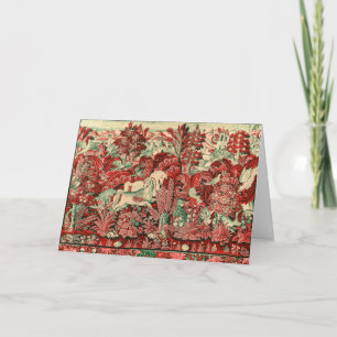 Cartão ANIMAIS DE FANTASIA,CAVALOS,Florais Vermelho Verde