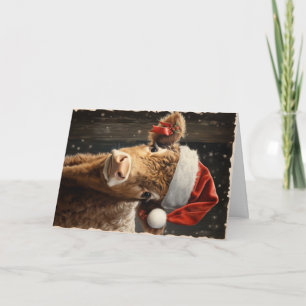 Cartão Animais de Fazenda Fofos Saudação de Natal