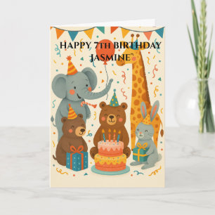 Cartão Animais de festa celebrando um aniversário persona
