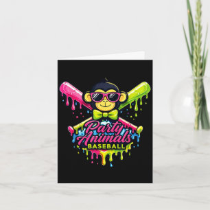 Cartão Animais de festa de beisebol macaco engraçado