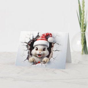 Cartão Animais de Natal Bonitos Bebê Coelho 3D Cumpriment