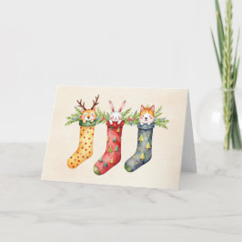 Cartão Animais de reconstituição Aquarela Natal