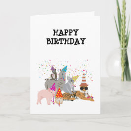 Cartão Animais em festas - Animais na Festa de aniversári