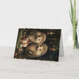 Cartão Animais Fofos da Floresta de Natal Saudação