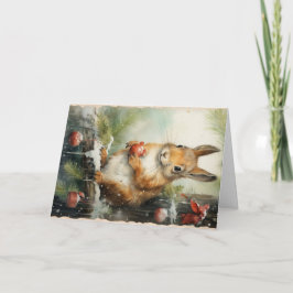 Cartão Animais Fofos da Floresta de Natal Saudação