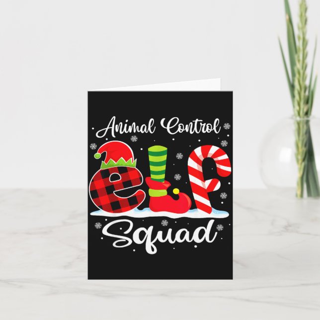 Cartão Animal Control Elf Squad Christmas Officer Matchin (Frente)