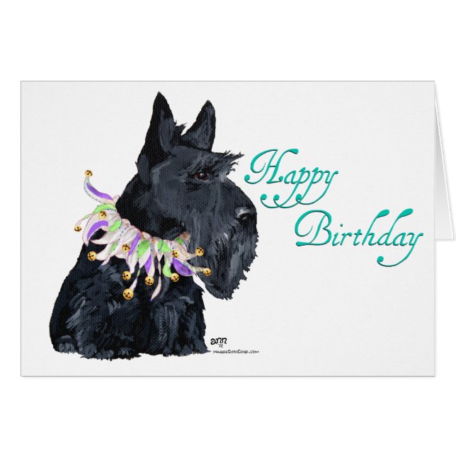 Cartão Animal de Festa Scottish Terrier (Frente Horizontal)