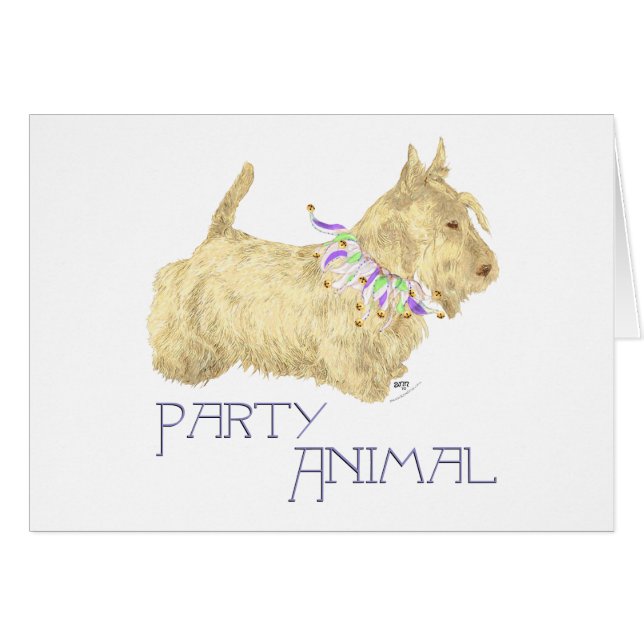 Cartão Animal de Festa Scottish Terrier (Frente Horizontal)