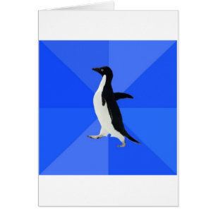 Cartão Animal social inábil Meme do conselho do pinguim