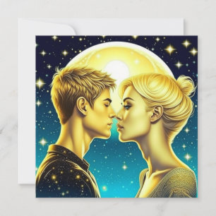 Cartão Anime de Casal Personalizado Lua Dia dos Namorados