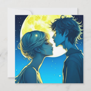 Cartão Anime de Casal Romântico Personalizado Dia dos Nam