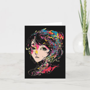 Cartão Anime de Ilustração Colorida do Anime Manga Motif